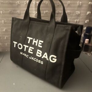 Marc Jacobs Black Tote Bag with White Lettering